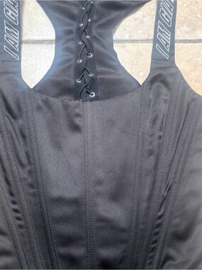 I.AM.GIA Black Lace-Up Corset Top with Branded Straps